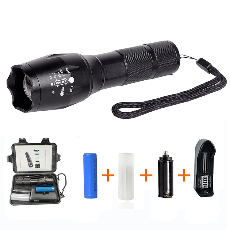 Outdoor High Power Bright  Hunting T6 800 Lumens  Rechargeable Tactical Zoom Led Flashlight